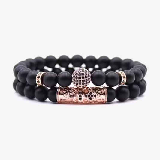 مجموعة أساور كرة ديسكو 8 مم 4 ألوان من قطعتين (EGBT202)