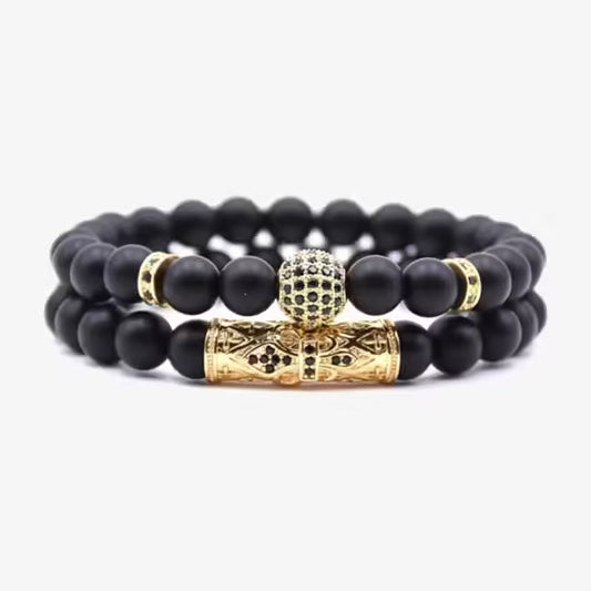 مجموعة أساور كرة ديسكو 8 مم 4 ألوان من قطعتين (EGBT202)