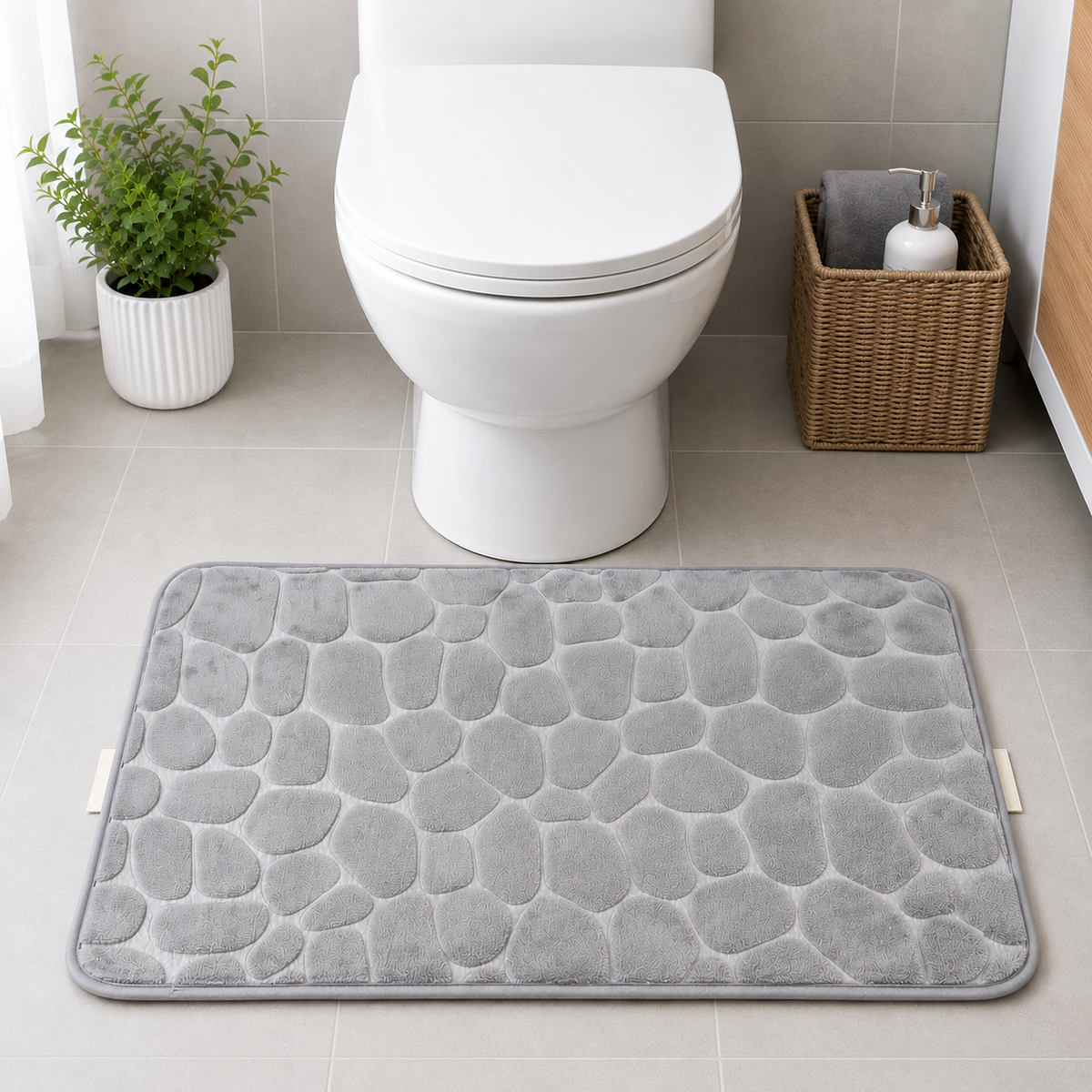 Tapis de bain antidérapant en mousse à mémoire de forme pour salle de bain et douche