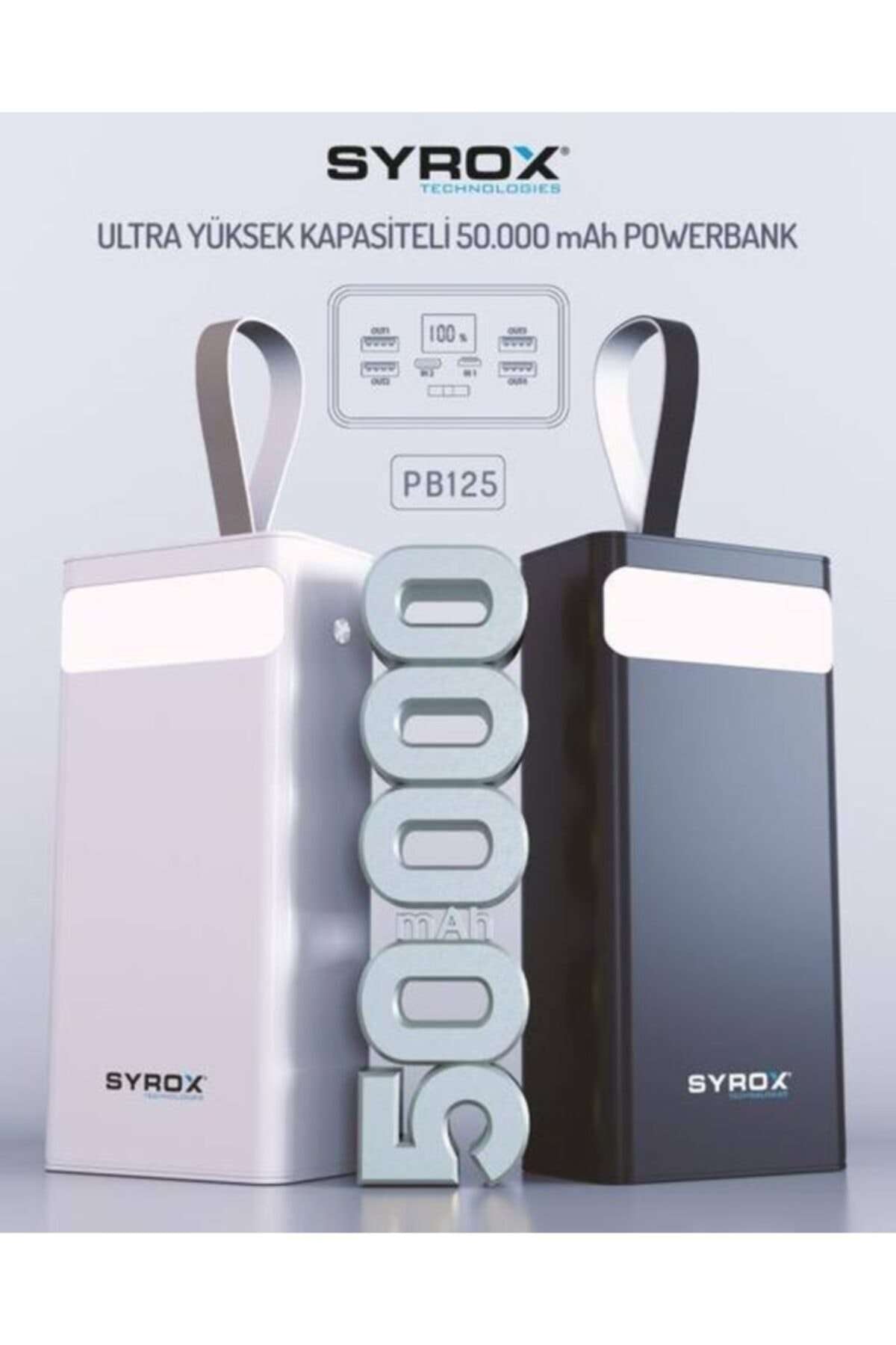 Batterie externe Syrox 50 000 mAh avec indicateur LED et lampe torche