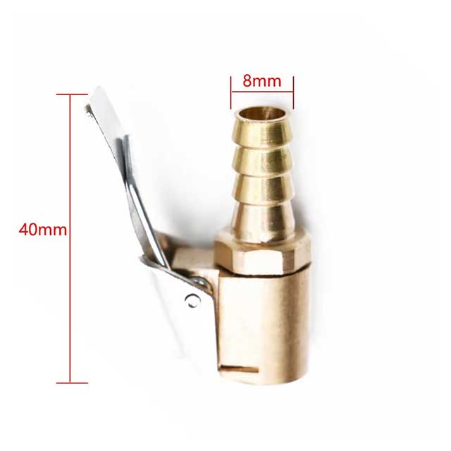 8mm Brass Car Tire Air Chuck – Clip-On Inflator Pump Valve Connector for Tyre & Wheel Inflation