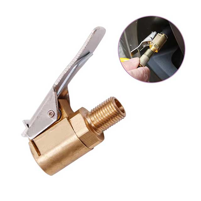 8mm Brass Car Tire Air Chuck – Clip-On Inflator Pump Valve Connector for Tyre & Wheel Inflation