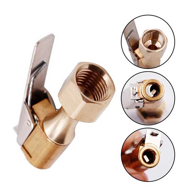 8mm Brass Car Tire Air Chuck – Clip-On Inflator Pump Valve Connector for Tyre & Wheel Inflation