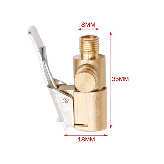8mm Brass Car Tire Air Chuck – Clip-On Inflator Pump Valve Connector for Tyre & Wheel Inflation