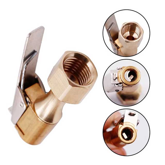 8mm Brass Car Tire Air Chuck – Clip-On Inflator Pump Valve Connector for Tyre & Wheel Inflation
