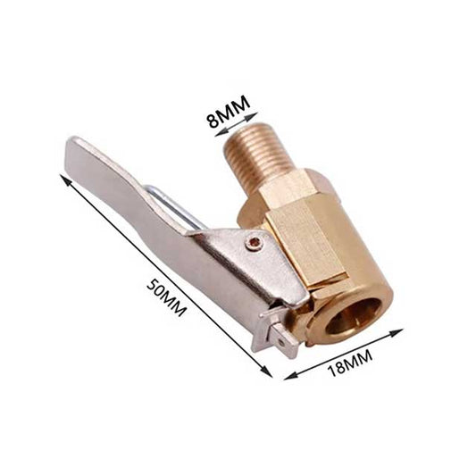 8mm Brass Car Tire Air Chuck – Clip-On Inflator Pump Valve Connector for Tyre & Wheel Inflation