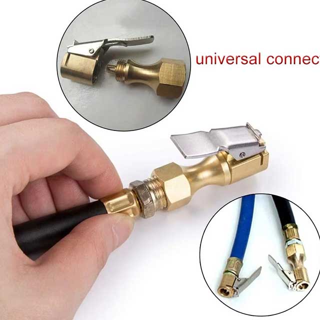 8mm Brass Car Tire Air Chuck – Clip-On Inflator Pump Valve Connector for Tyre & Wheel Inflation