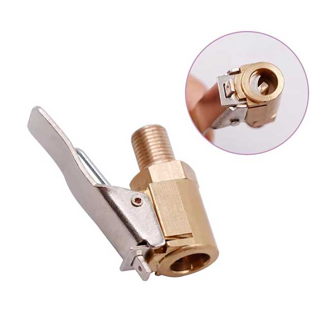 8mm Brass Car Tire Air Chuck – Clip-On Inflator Pump Valve Connector for Tyre & Wheel Inflation