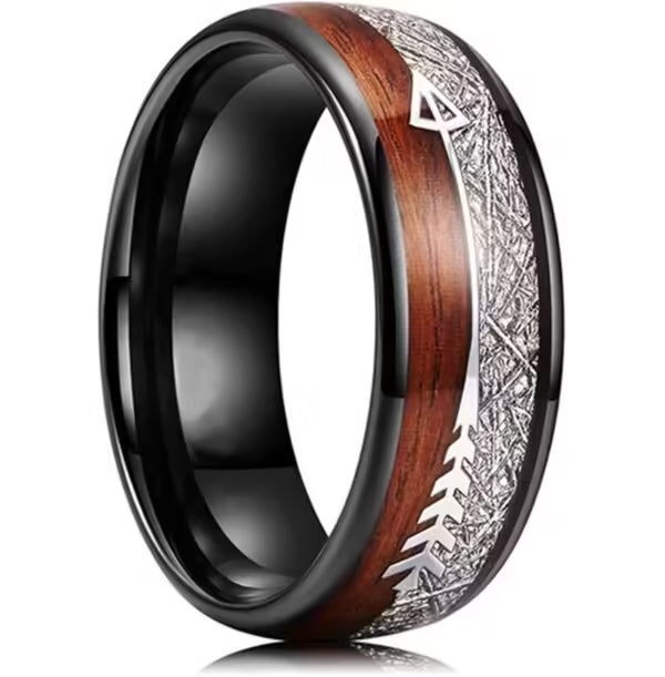 8mm Brushed Hawaiian Koa Wood Ring (EGR017)