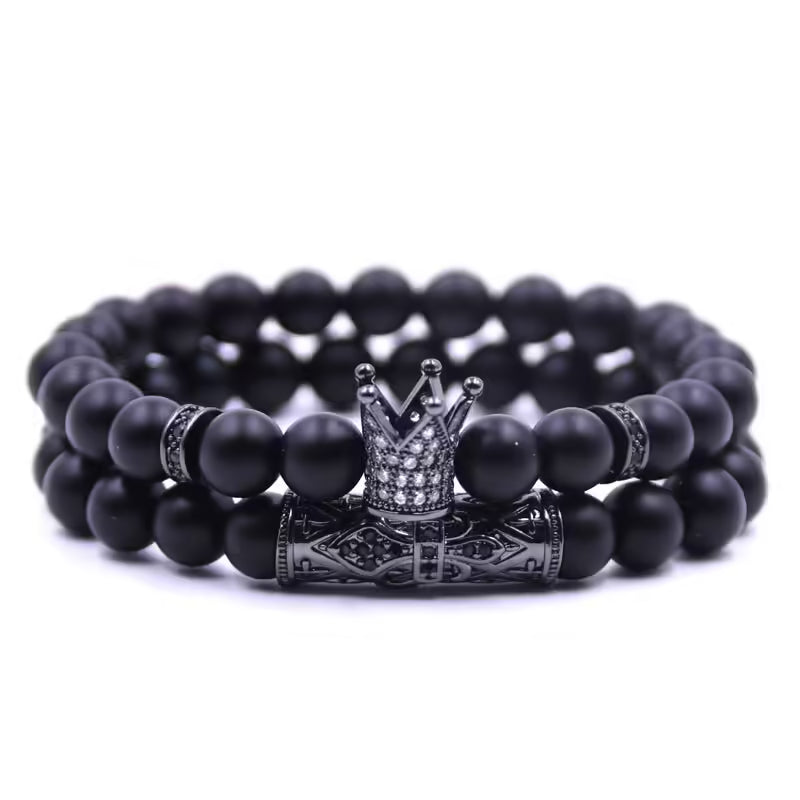 8mm Crown Beads Bracelet Set (EGBT248)