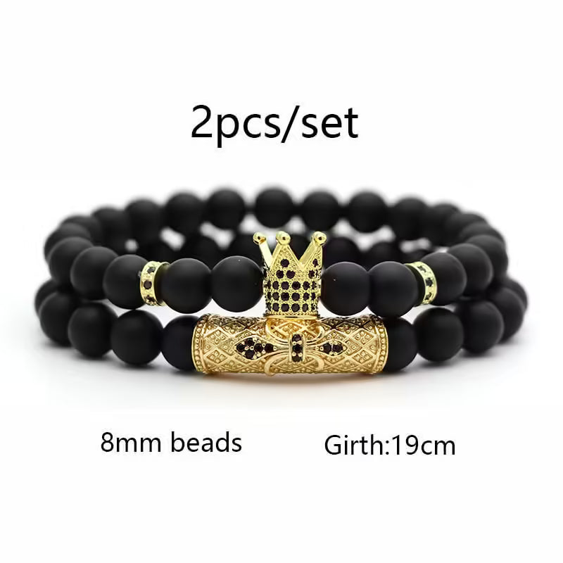 Bracelet à perles couronne de 8 mm (EGBT248) 