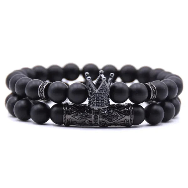 8mm Crown Beads Bracelet Set (EGBT248)