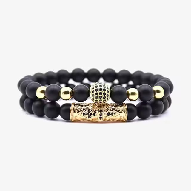 Bracelet boule disco 8 mm, 4 couleurs, lot de 2, v2 (EGBT057)