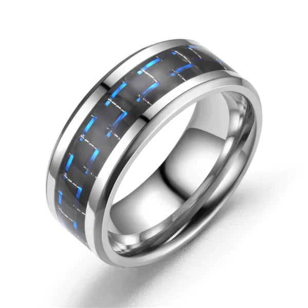 8mm silver men stainless steel ring egr037 gallery img 2