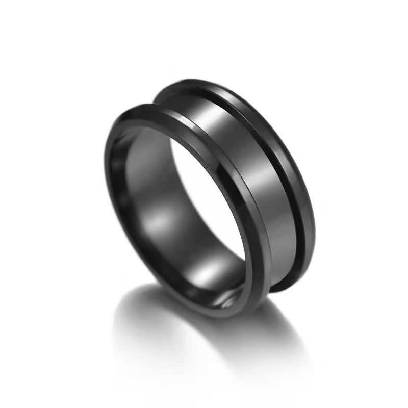Bague unisexe simple en acier inoxydable de 8 mm (EGR021)