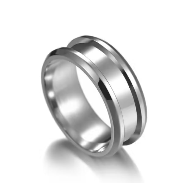 Bague unisexe simple en acier inoxydable de 8 mm (EGR021)