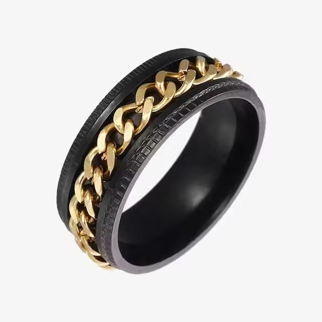 8mm Stainless Steel Black Gold Spinner Rotatable Chain Ring (EGR025)
