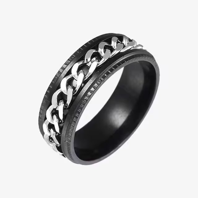 8mm Stainless Steel Black Silver Spinner Rotatable Chain Ring (EGR025)