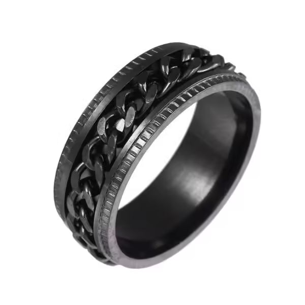 8mm Stainless Steel Black Spinner Rotatable Chain Ring (EGR025)