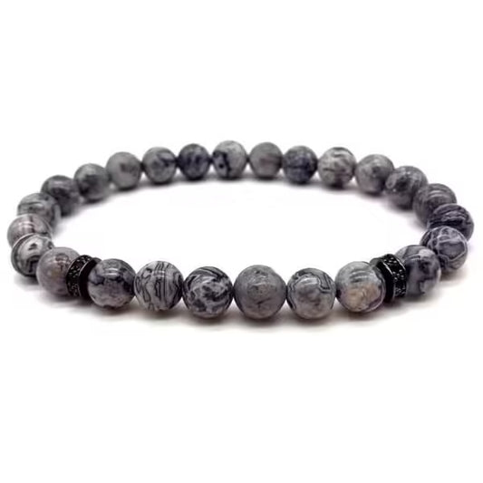 Bracelet pour homme en perles de pierre de 8 mm (EGBT072)