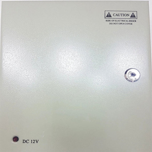 9-18 Way CCTV Security Camera DC Power Supply – Durable Metal Box with Lockable Key Included
