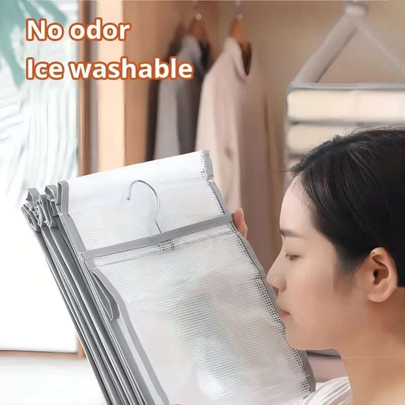 9-Compartment Hanging Closet Organizer – Vertical Wardrobe Storage Bag for Pants, T-Shirts, and Socks – Space-Saving Cabinet Drawer Organizer – Heavy-Duty Fabric Hanging Divider for Underwear and Leggings