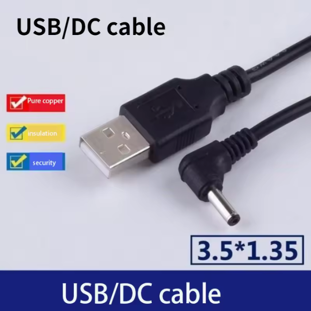 90° USB to DC 3.5mm Charging Cable – Elbow Power Adapter for 5V Desk Lamps, Humidifiers & Mini Fans