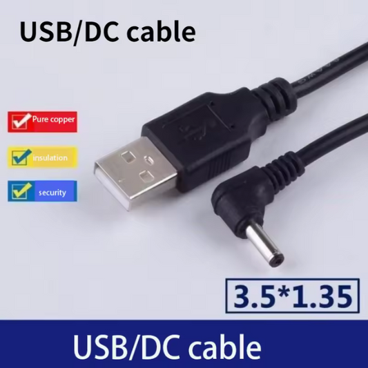 90° USB to DC 3.5mm Charging Cable – Elbow Power Adapter for 5V Desk Lamps, Humidifiers & Mini Fans