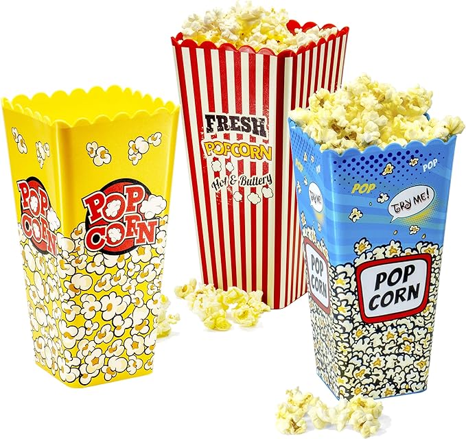 Seau à Popcorn Réutilisable – Grand Récipient à Popcorn pour Soirées Cinéma à la Maison, Fêtes et Snacks