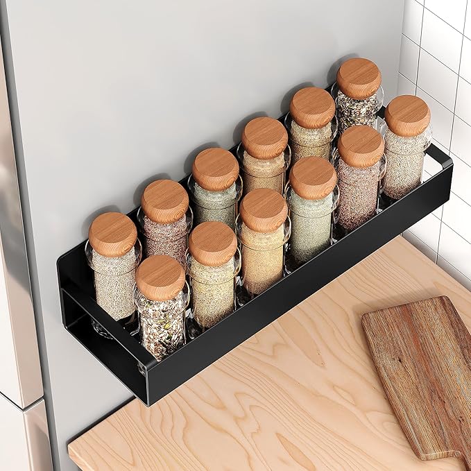 Lot de 2 étagères de rangement magnétiques – Étagère de suspension latérale robuste pour réfrigérateur et machine à laver, organisateur de cuisine magnétique multifonctionnel