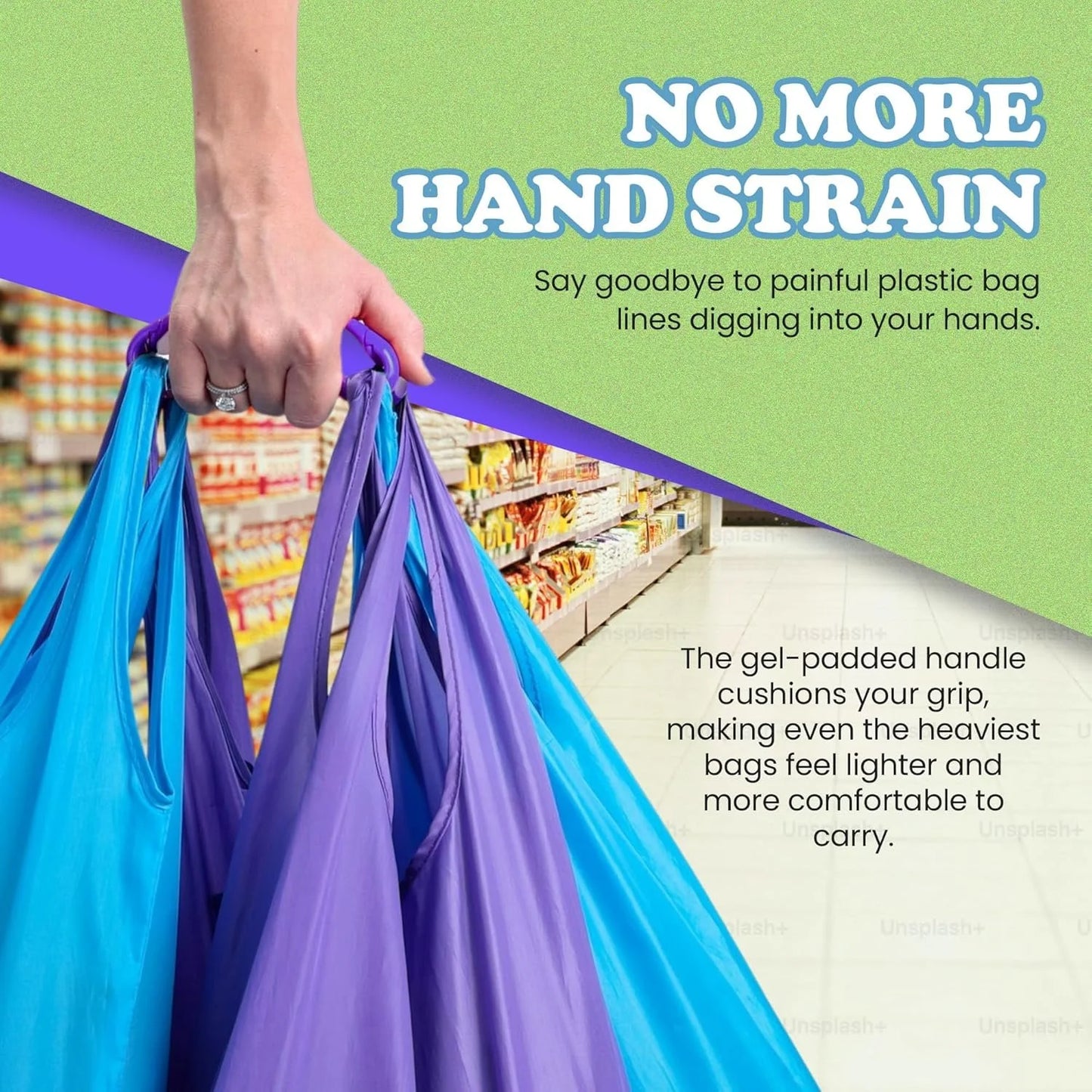 Grocery Bag Carrier Handle – Heavy Duty Shopping Bag Holder with Gel Grip, Hands-Free Carrying Assistant for Groceries, Luggage & Paint Cans (100 lb Capacity)