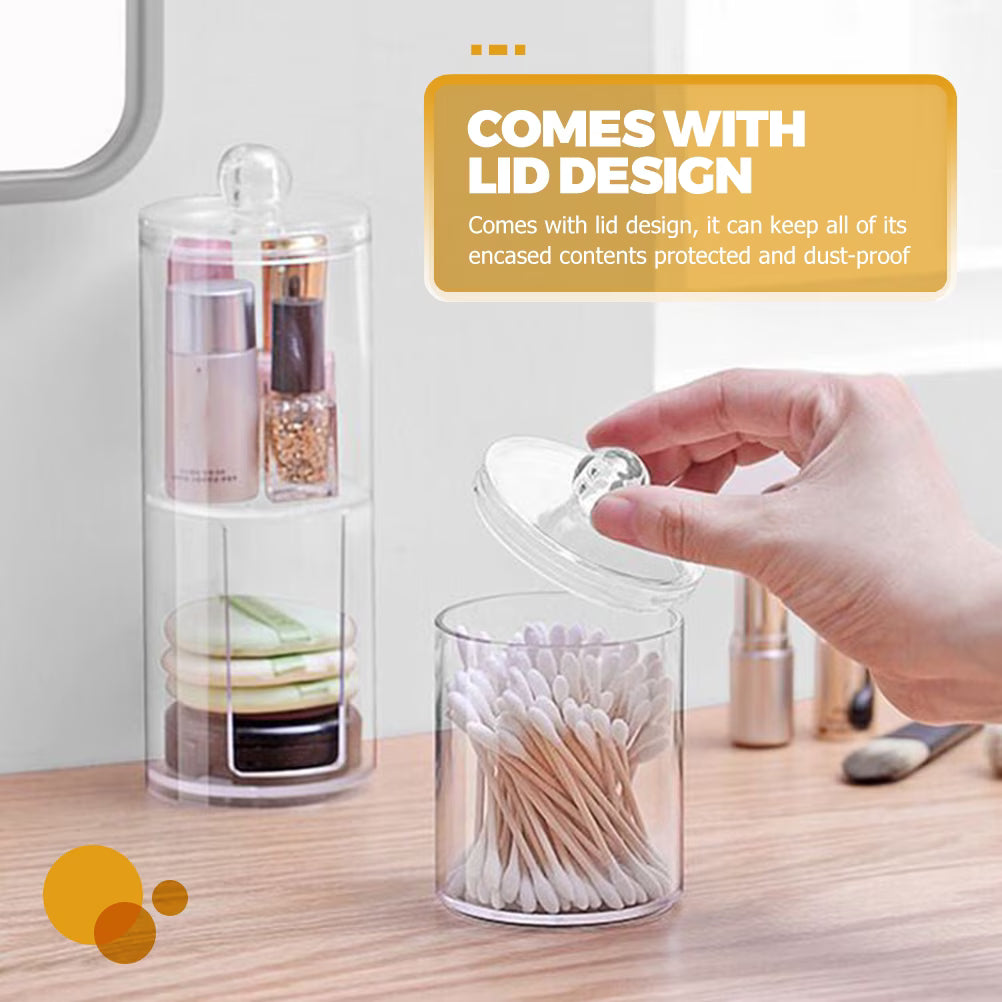 Transparent Stackable Cotton Pad & Cotton Ball Organizer – Clear Bathroom Storage Dispenser with Lid