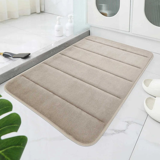 Coral Velvet Non-Slip Bathroom Mat – Ultra-Soft Quick-Dry Bath Rug – Machine Washable Absorbent Floor Mat for Toilet and Shower (Dark Gray/Coffee/Khaki/Grey)