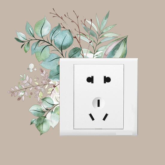 Autocollant mural végétal vert amovible – Décoration murale colorée pour interrupteur