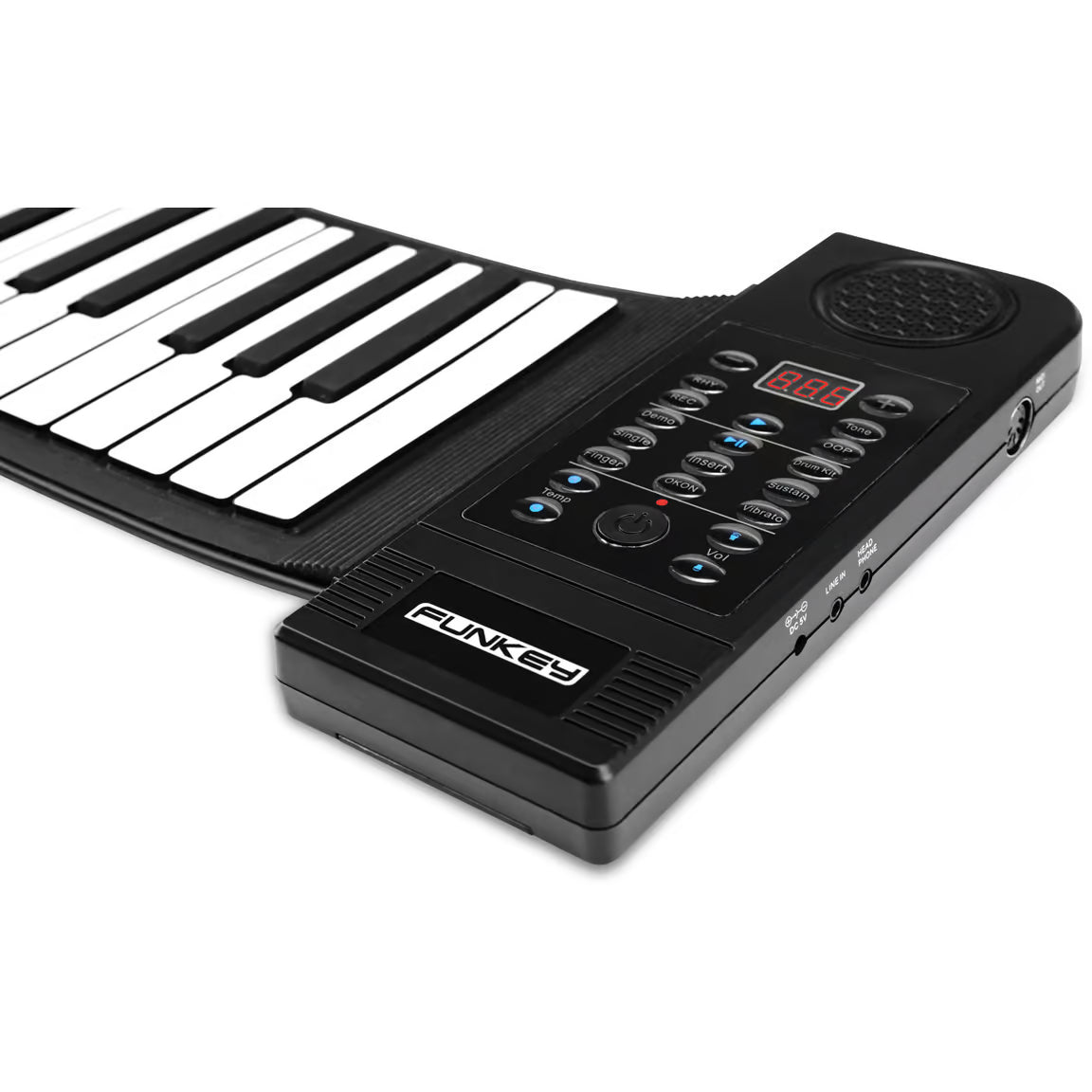 FunKey RP-61M 61-Key Roll-Up Piano with MIDI – Portable Flexible Electronic Keyboard