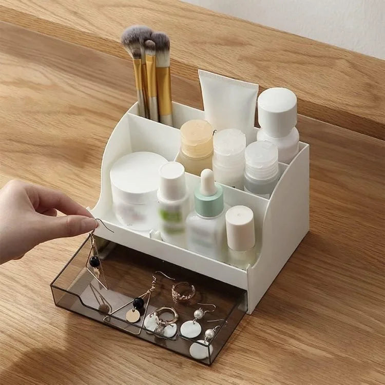 Multipurpose ABS Desktop Organizer with Drawer – Makeup, Jewelry & Office Storage Holder