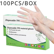 100 قطعة من قفازات TPE للاستعمال مرة واحدة – شفافة خالية من البودرة واللاتكس – قفازات بلاستيكية حرارية مرنة صالحة للطعام للمطبخ والتنظيف والتجميل