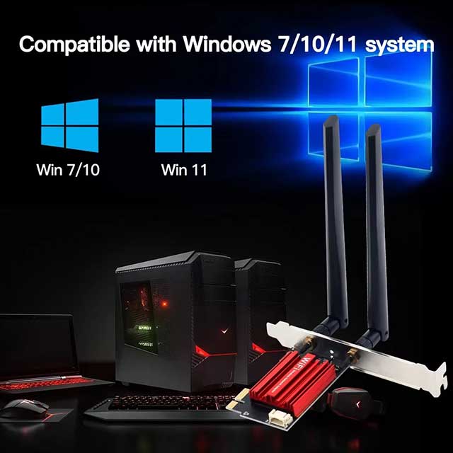 AC1200 PCIe WiFi Adapter with Bluetooth 4.0 – Dual Band 2.4GHz/5GHz Wireless Network Card for Desktop PC | Windows 7/8/10/11 Compatible