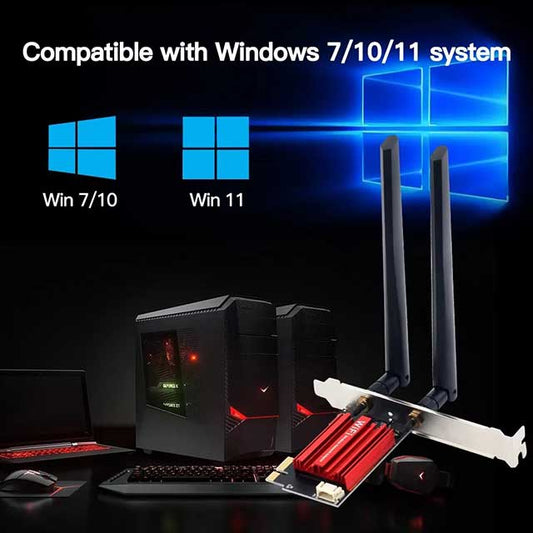 AC1200 PCIe WiFi Adapter with Bluetooth 4.0 – Dual Band 2.4GHz/5GHz Wireless Network Card for Desktop PC | Windows 7/8/10/11 Compatible