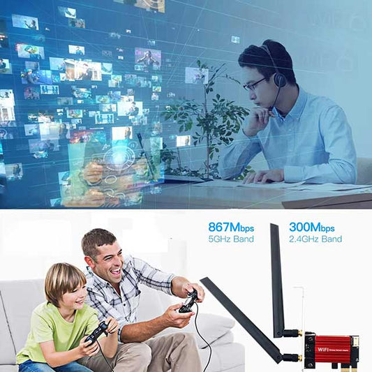 AC1200 PCIe WiFi Adapter with Bluetooth 4.0 – Dual Band 2.4GHz/5GHz Wireless Network Card for Desktop PC | Windows 7/8/10/11 Compatible