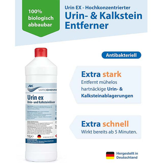 AK VARIOCHEMIE Urine EX 1000ml – Extra Strong Urine Stone &amp; Limestone Remover | Professional Biodegradable Toilet Cleaner with Antibacterial &amp; Odour Control
