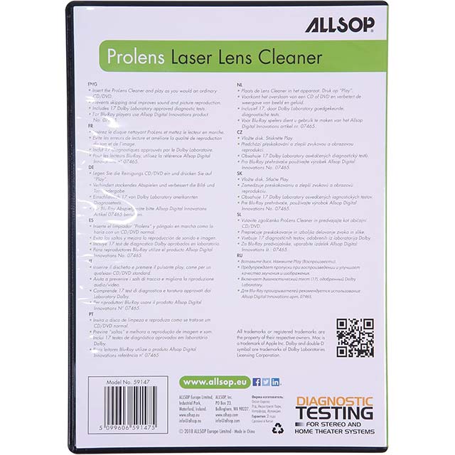 ALLSOP 59147 ProLens Laser Lens Diagnostic Cleaner – Ultimate DVD &amp; CD Cleaning &amp; Diagnostic Solution