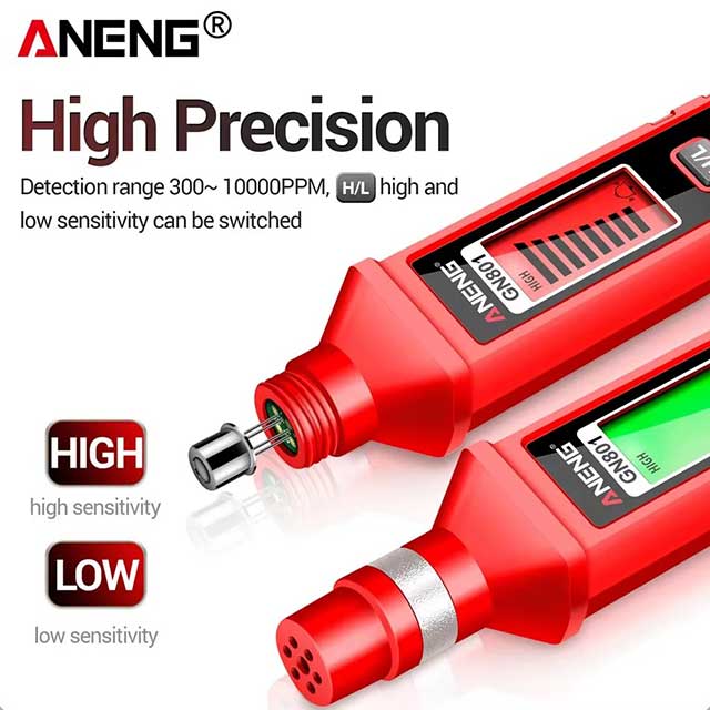ANENG GN801 Gas Leak Detector – 300~10000PPM Combustible Gas Analyzer with Semiconductor Sensor for Home & Industrial Use