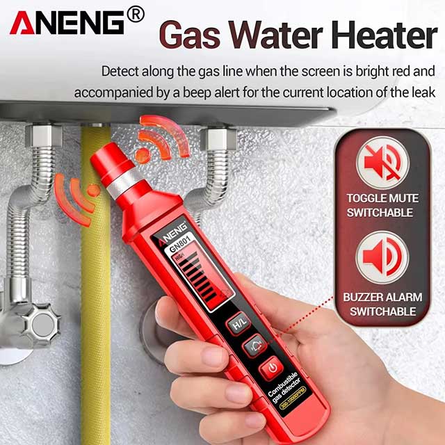 ANENG GN801 Gas Leak Detector – 300~10000PPM Combustible Gas Analyzer with Semiconductor Sensor for Home & Industrial Use
