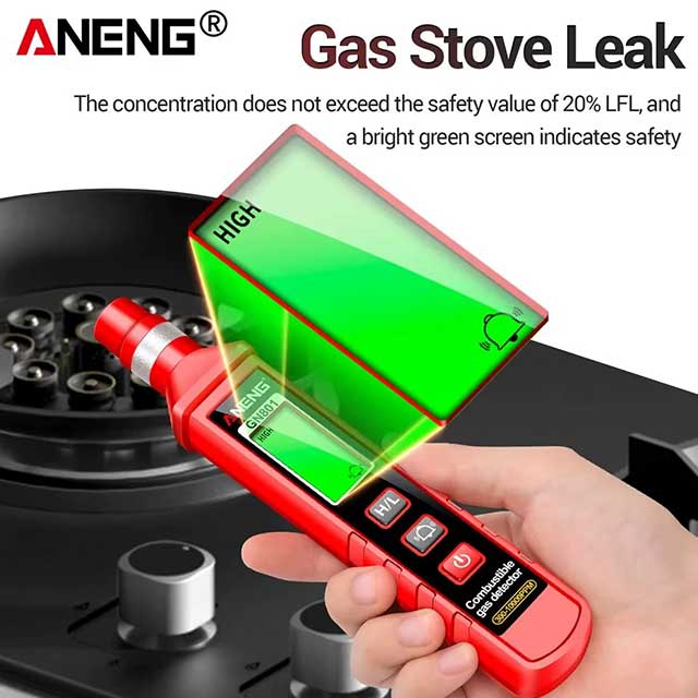 ANENG GN801 Gas Leak Detector – 300~10000PPM Combustible Gas Analyzer with Semiconductor Sensor for Home & Industrial Use
