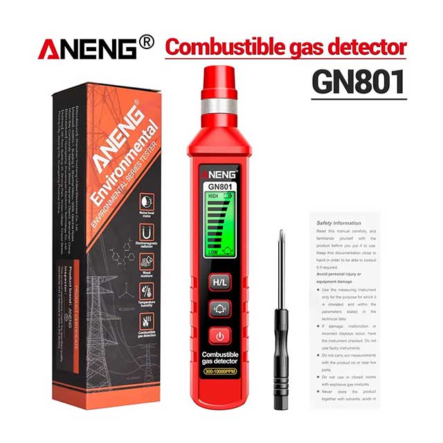 ANENG GN801 Gas Leak Detector – 300~10000PPM Combustible Gas Analyzer with Semiconductor Sensor for Home & Industrial Use