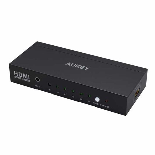 AUKEY 5-Port HDMI Switch with Remote Control – 5-in-1 4K Ultra HD HDMI Selector for Home Entertainment, Gaming &amp; Streaming