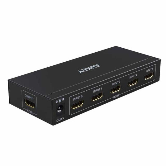 AUKEY 5-Port HDMI Switch with Remote Control – 5-in-1 4K Ultra HD HDMI Selector for Home Entertainment, Gaming &amp; Streaming