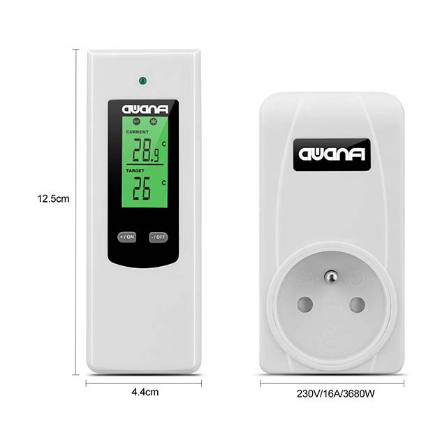 AWANFI Wireless Ambient Thermostat Outlet with Remote Control for Electric Radiators &amp; Mobile Air Conditioners