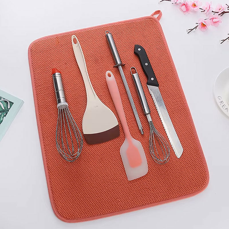 Tapis égouttoir en microfibre absorbante – Tapis de séchage antidérapant et résistant à la chaleur pour placards de cuisine